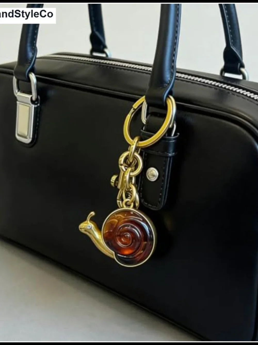 Snail Charm Keychain Bag Purse Cute Resin Gold Brown